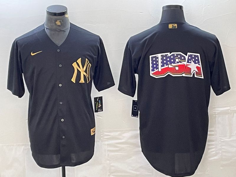 Men New York Yankees Blank Black gold 4 th generation Nike 2024 MLB Jersey style 19